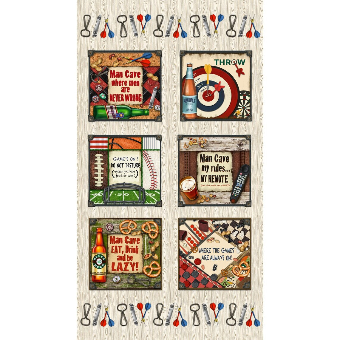 Game Night Fabric Panel