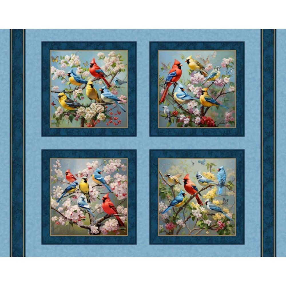 Garden Wings Bird Fabric Panel