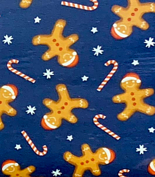 Fat Quarter Christmas Gingerbread Shuffle Navy