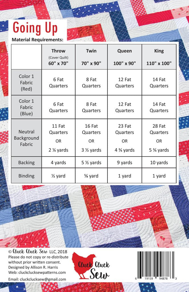 Cluck Cluck Sew Going Up Quilt Pattern