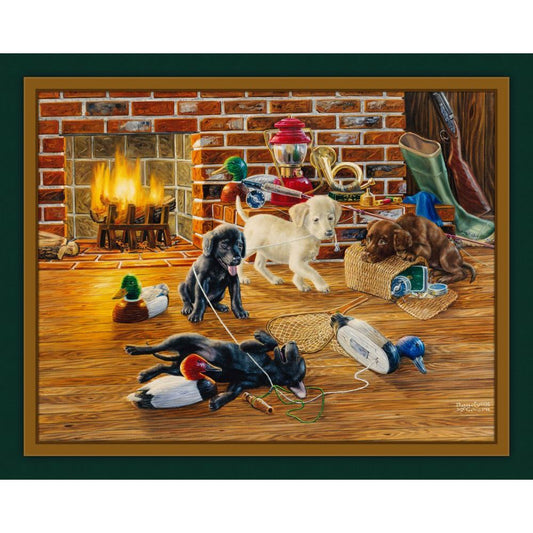 Good Sports Puppy Fabric Panel