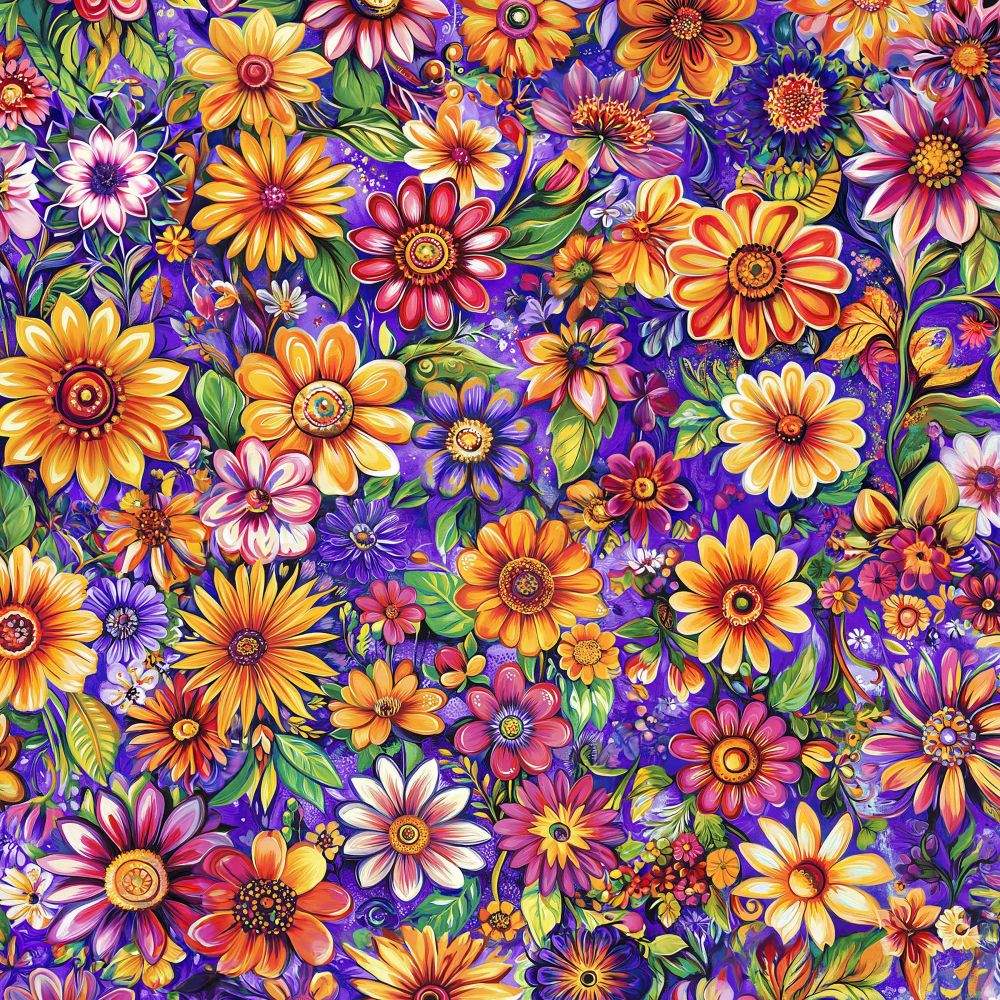 Groovy Garden Fabric - Purple - By the yard