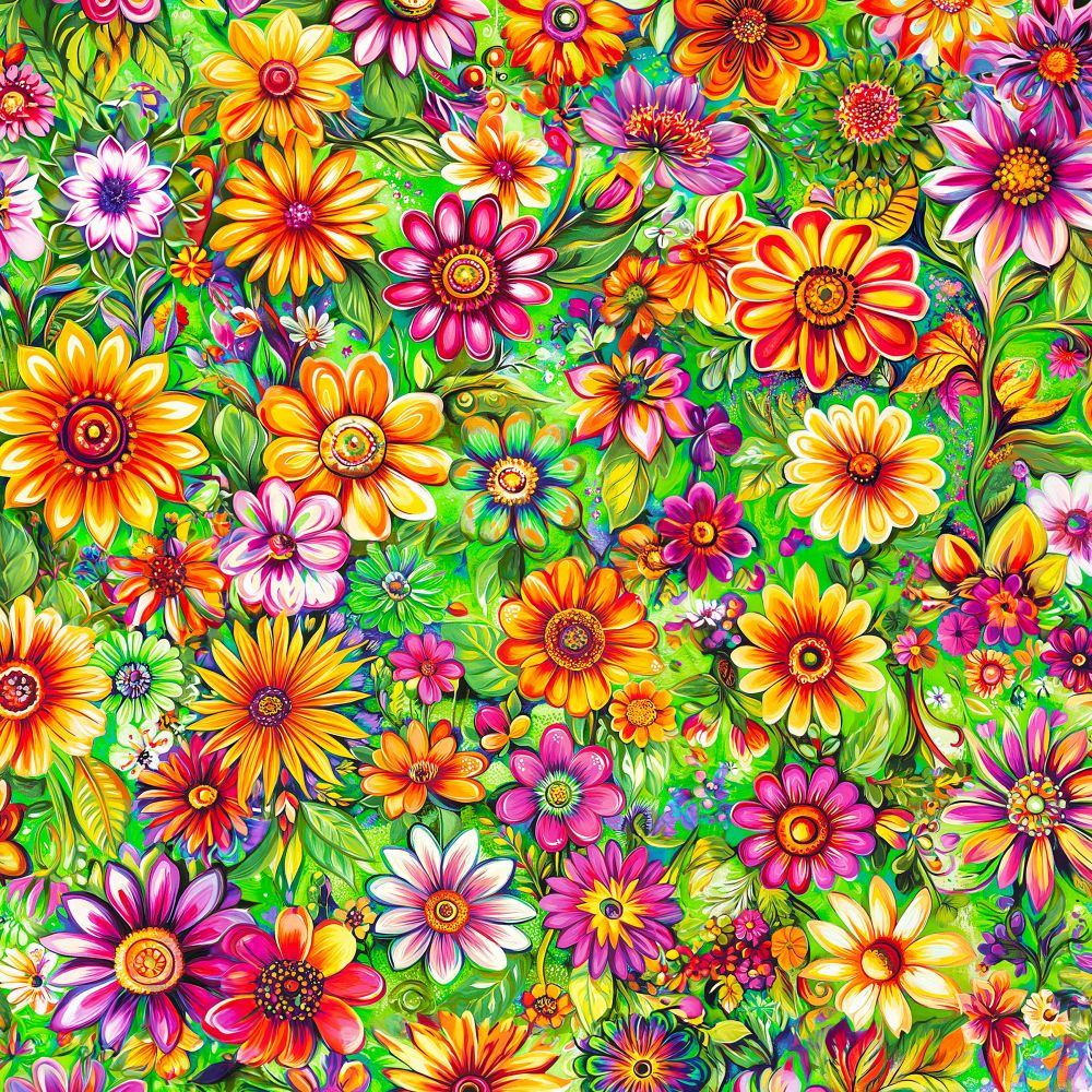 Groovy Garden Fabric - Lime - By the yard