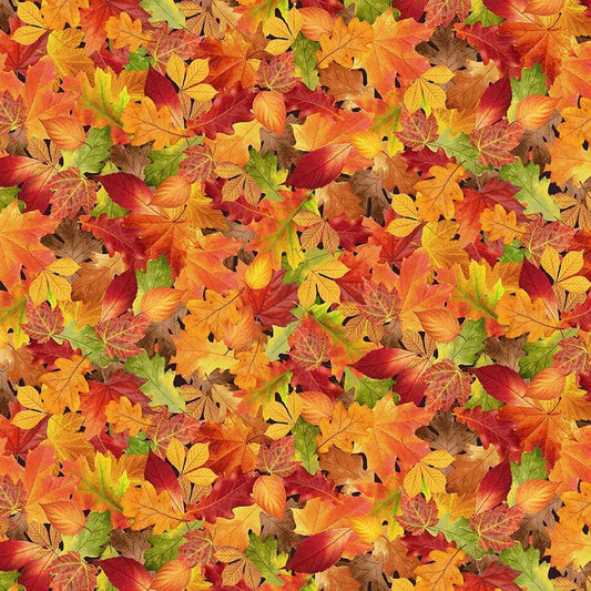 Gather with a Grateful Heart Autumn Fall Leaves Fabric - By the yard