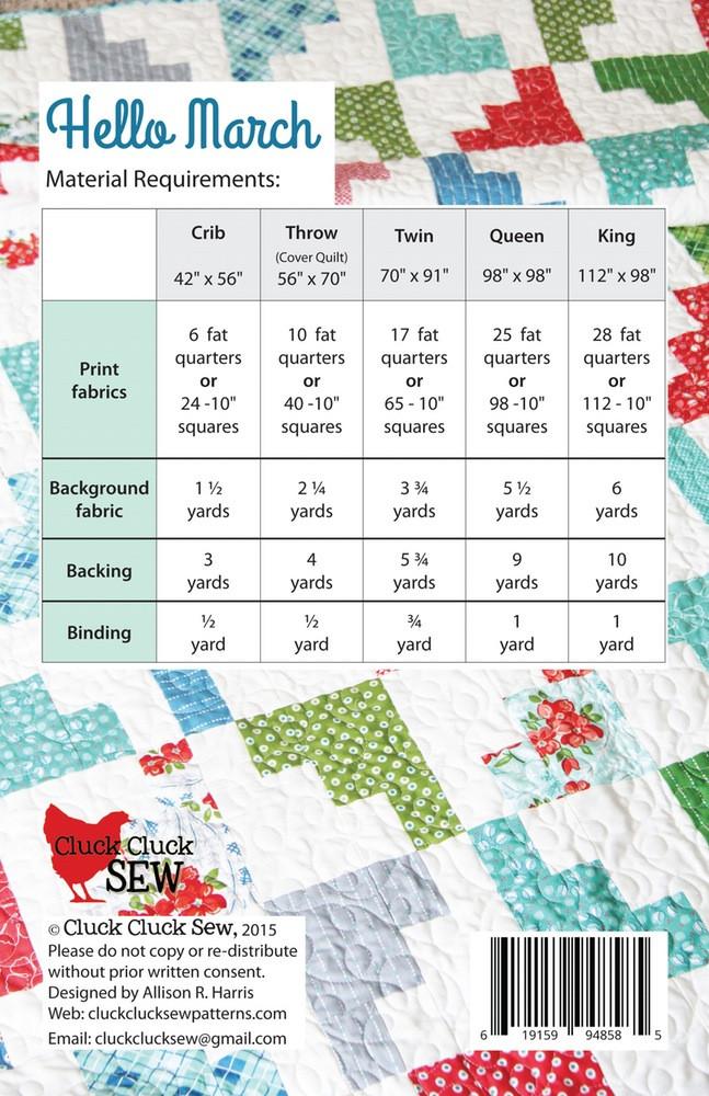 Cluck Cluck Sew Hello March Quilt Pattern