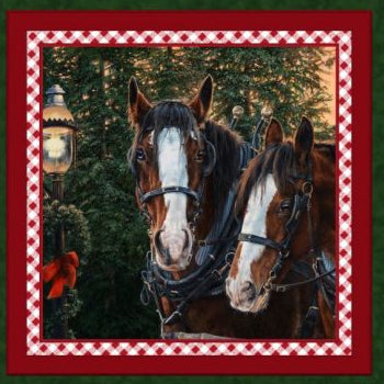 Holiday Horse Pillow Fabric Panel