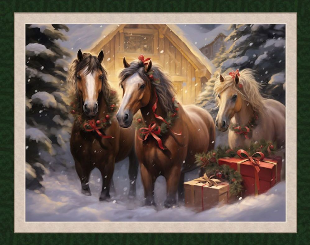 Holiday Horse Fabric Panel