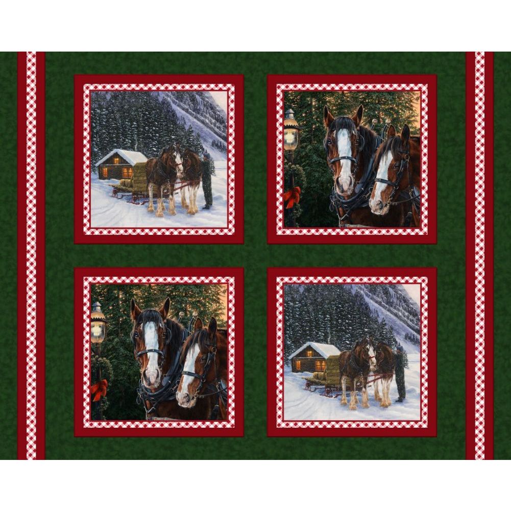Holiday Horse Pillow Fabric Panel