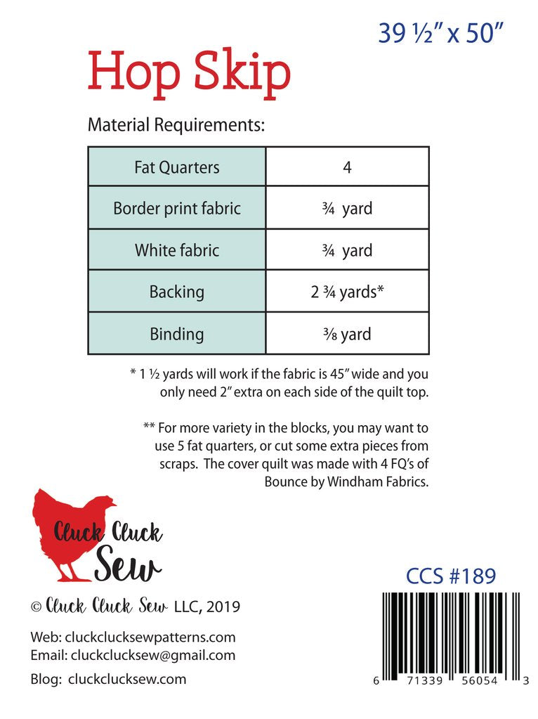 Cluck Cluck Sew Hop Skip Quilt Pattern