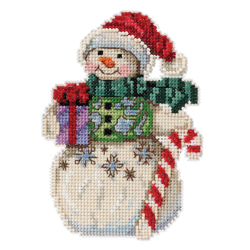 Mill Hill JS202116 Jim Shore Snowman with Candy Cane Cross Stitch Kit
