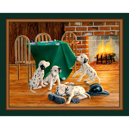 Jokers Are Wild Dalmatian Dog Fabric Panel