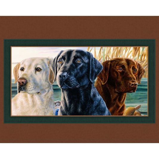 Lab Trio Dog Fabric Panel