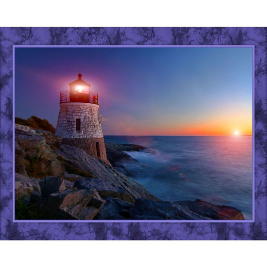 Light House Sunset Fabric Panel