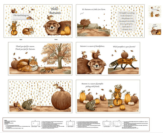 Little Readers Hello Autumn Book Fabric Panel