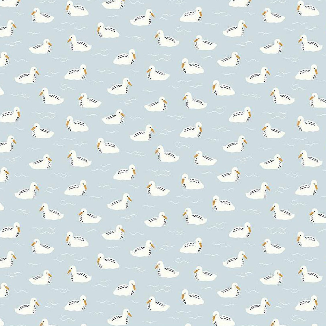 Little Swan Baby Swans Sky Fabric - By the yard