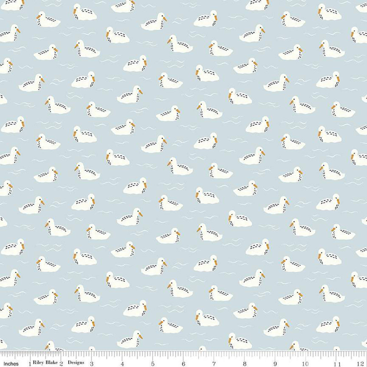 Little Swan Baby Swans Sky Fabric - By the yard