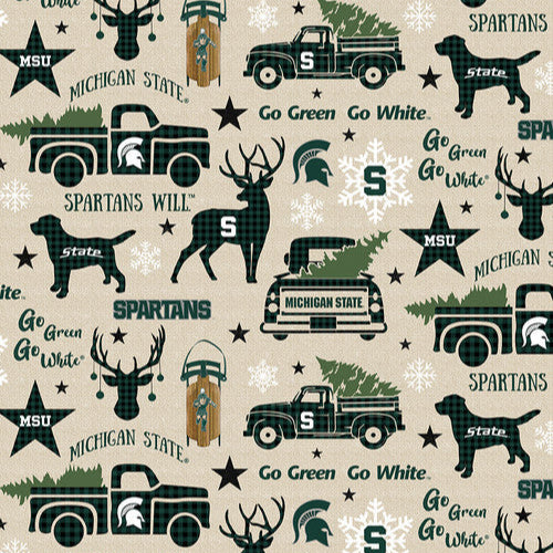 Fat Quarter Michigan State Spartans Christmas