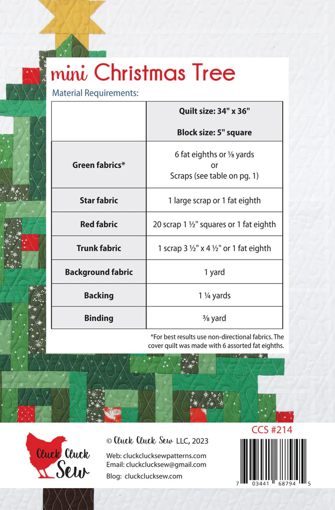Cluck Cluck Sew Mini Christmas Tree Quilt Pattern