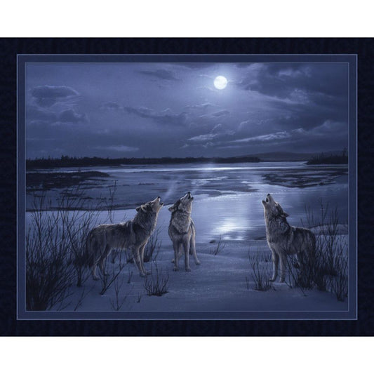 Moonsong Study Wolf Fabric Panel