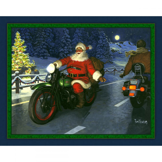 Motorcycle Santa Fabric Panel