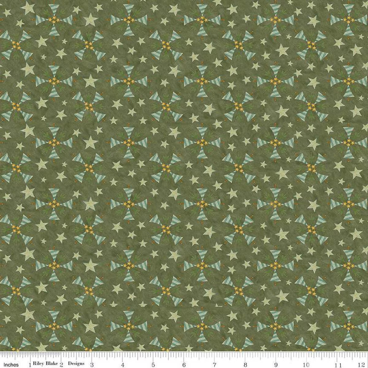 Naughty or Nice Trees Green Fabric - By the yard