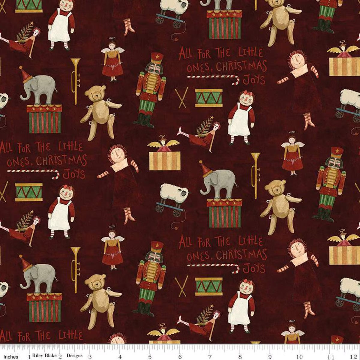 Naughty or Nice Toys Cranberry Fabric - By the yard