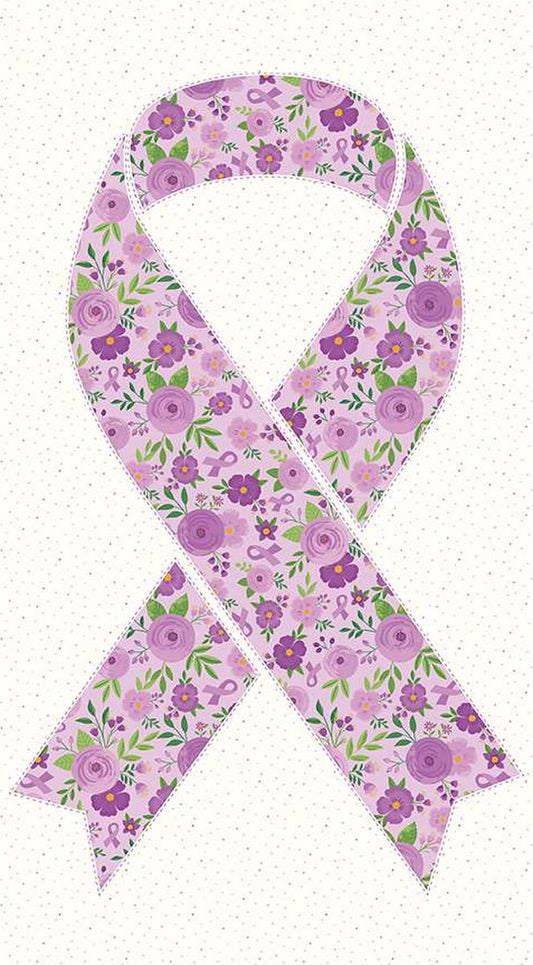 Strength In Lavender Ribbon Fabric Panel 24"