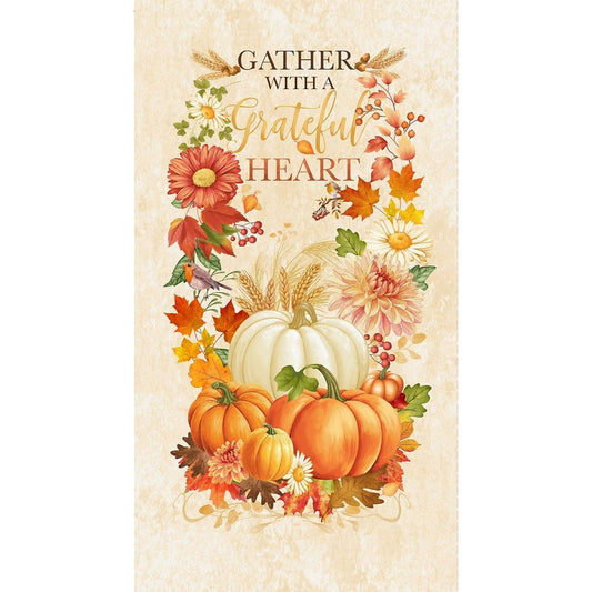 Gather with a Grateful Heart Fabric Panel 24"