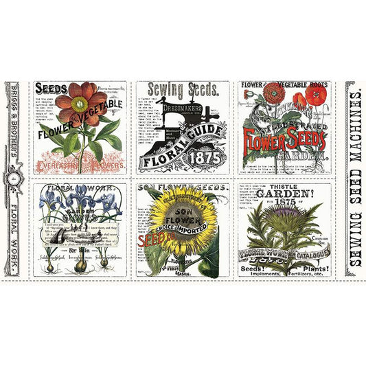 Sewing Seeds III Garden Patch Fabric Panel 24"