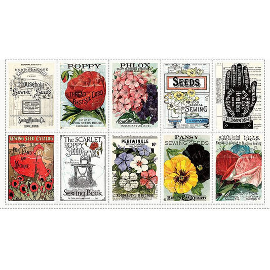 Sewing Seeds III Seed Catalog Patch Fabric Panel 24"