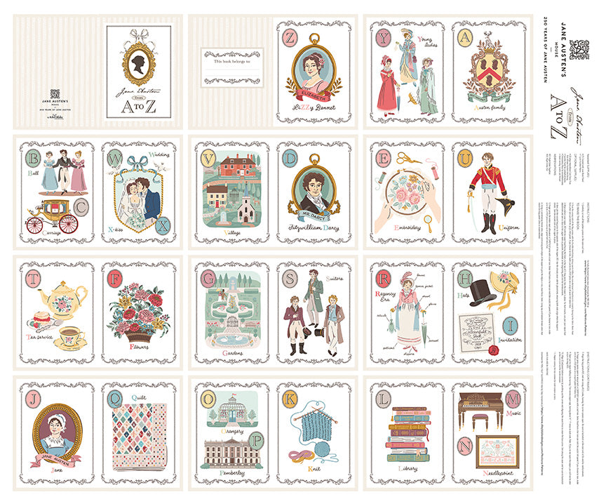 Jane Austen Soft Book Fabric Panel
