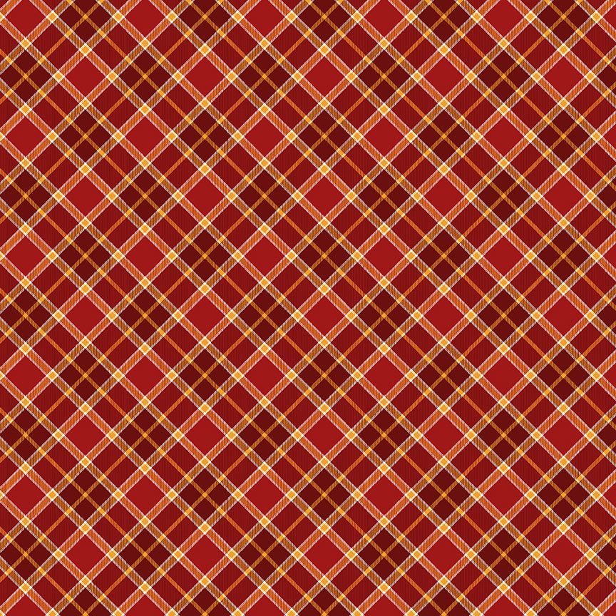 Gather with a Grateful Heart Bias Plaid Cranberry Fabric - By the yard