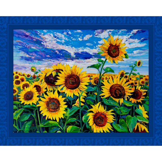 Painted Sunflowers Fabric Panel