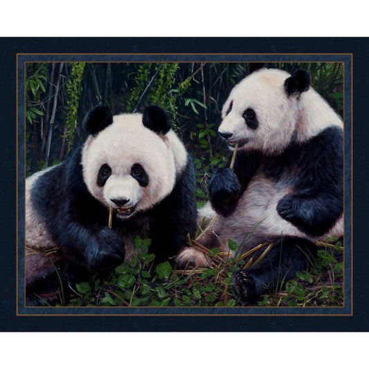 Panda Pair Fabric Panel