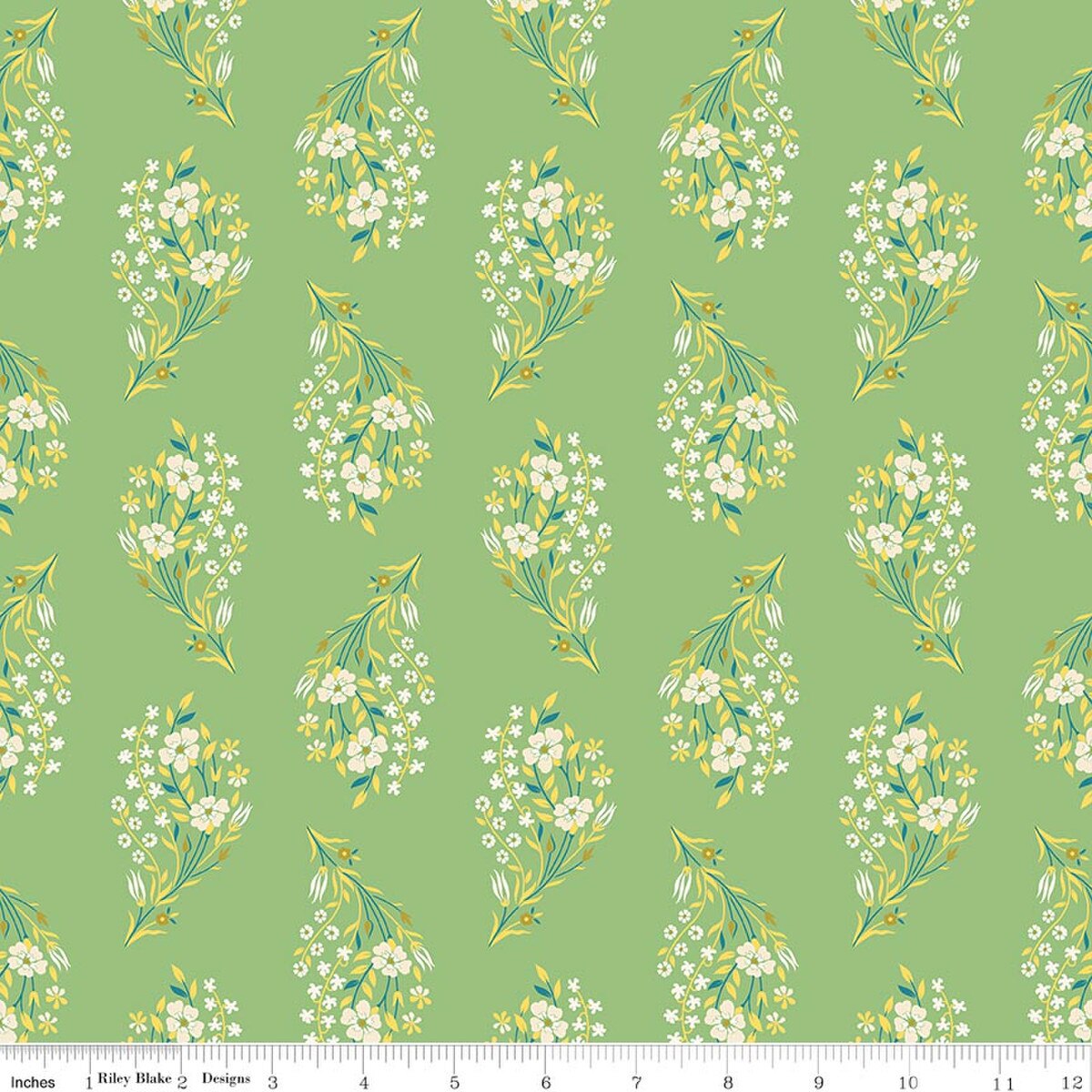 Peach Cobbler Daydream Green Fabric - By the yard