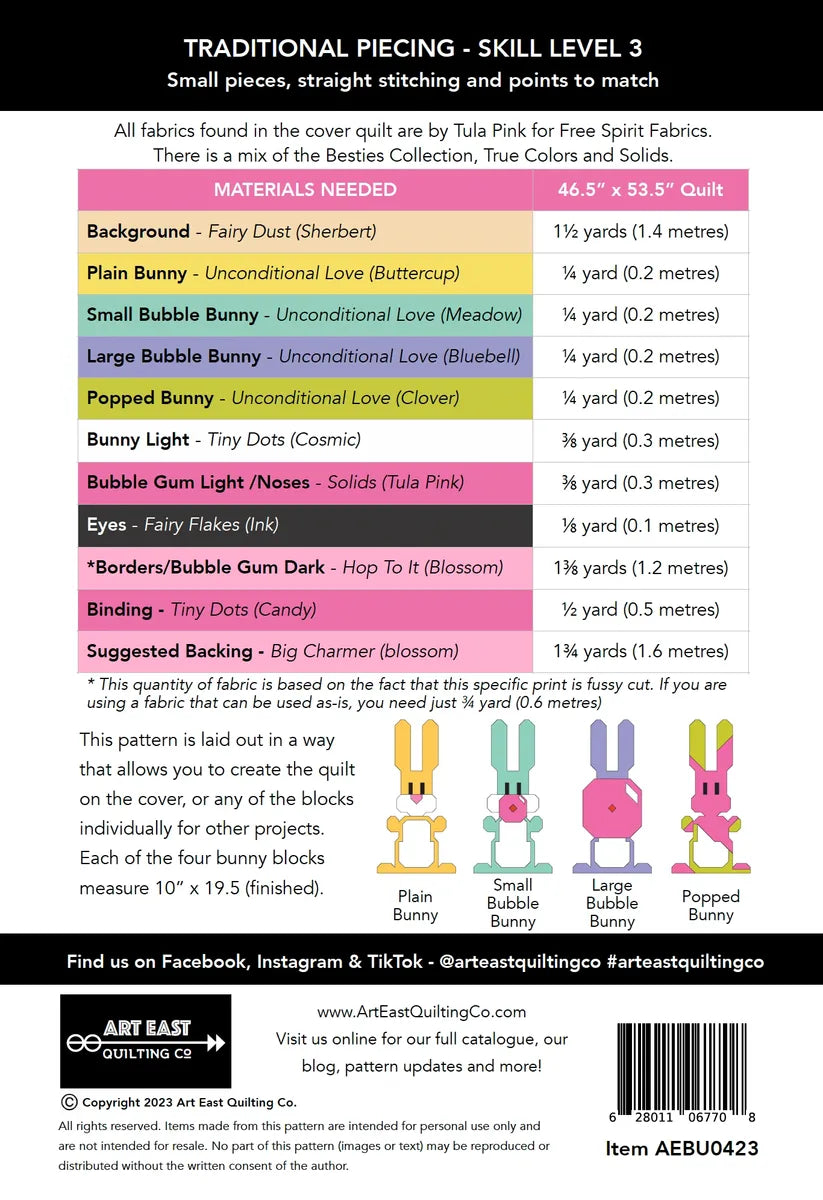 Art East Blowing Up Bunnies Quilt Pattern