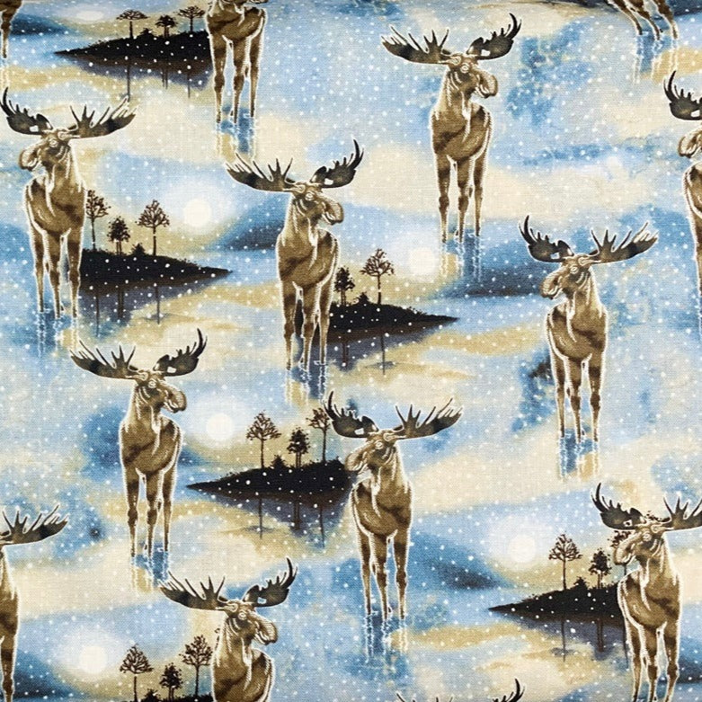 Cold Winter Morning Moose Fabric - By the yard
