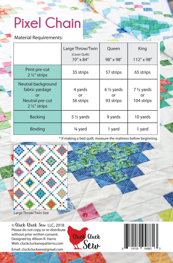 Cluck Cluck Sew Pixel Chain Quilt Pattern