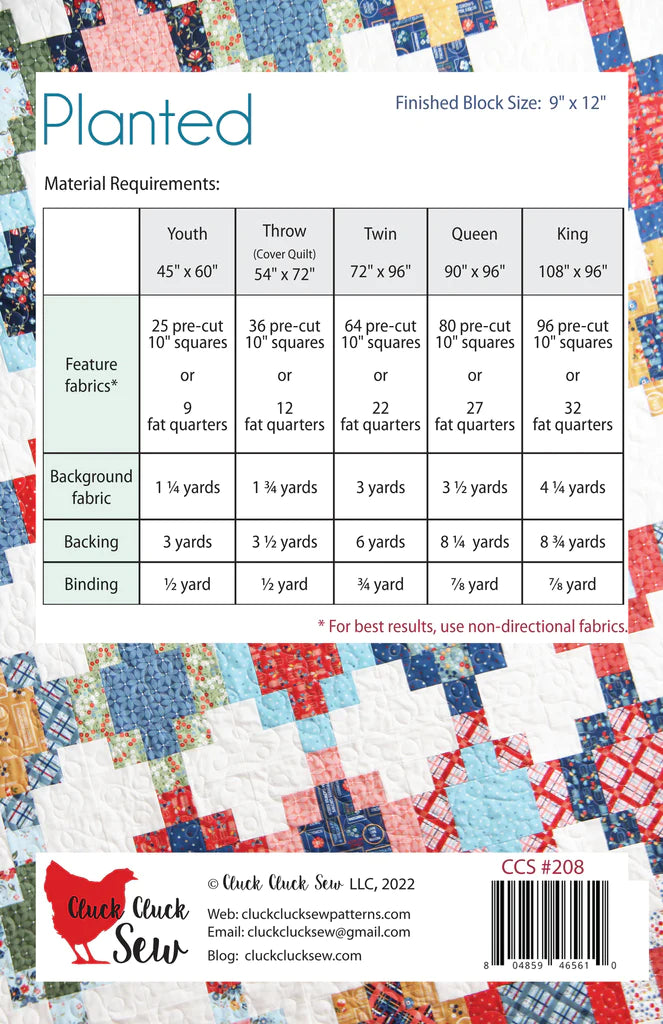 Cluck Cluck Sew Planted Quilt Pattern