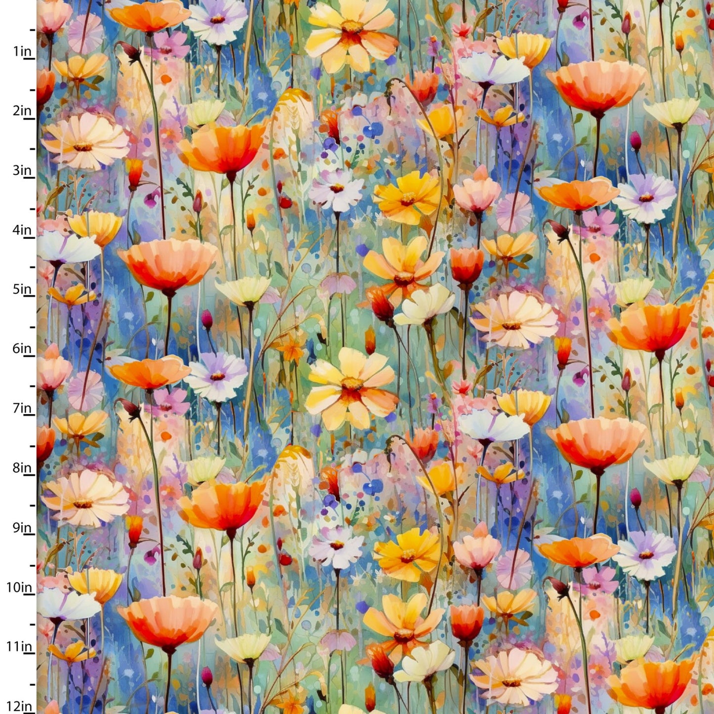 Hummingbird Bouquet Poppy Field Fabric - By the yard