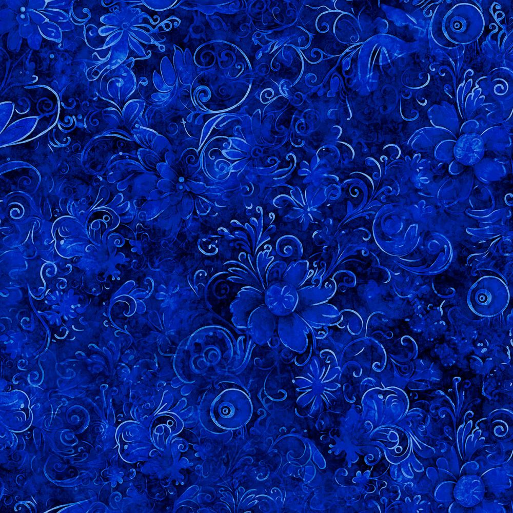 Queen's Garden Fabric - Cobalt - By the yard