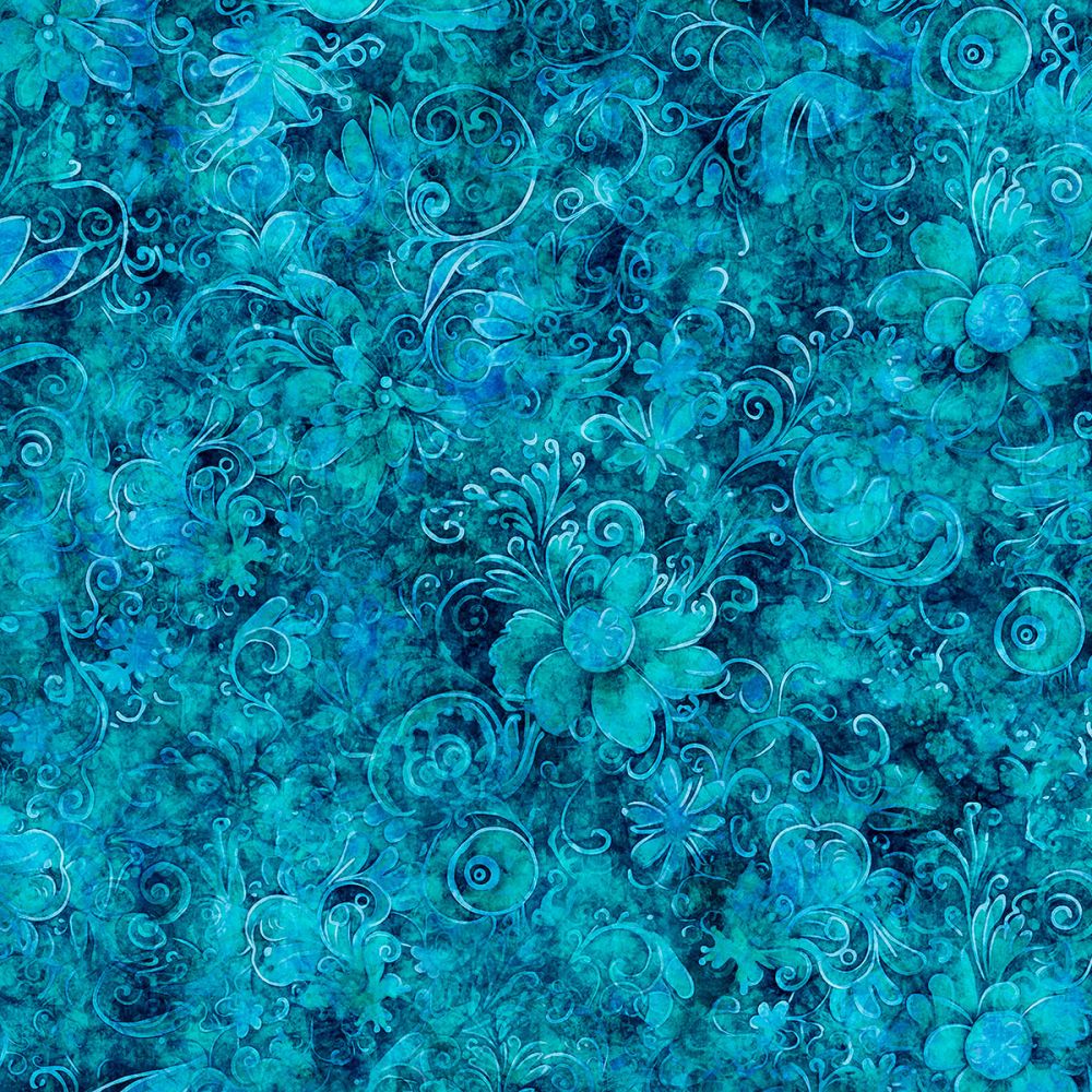 Queen's Garden Fabric - Cerulean - By the yard