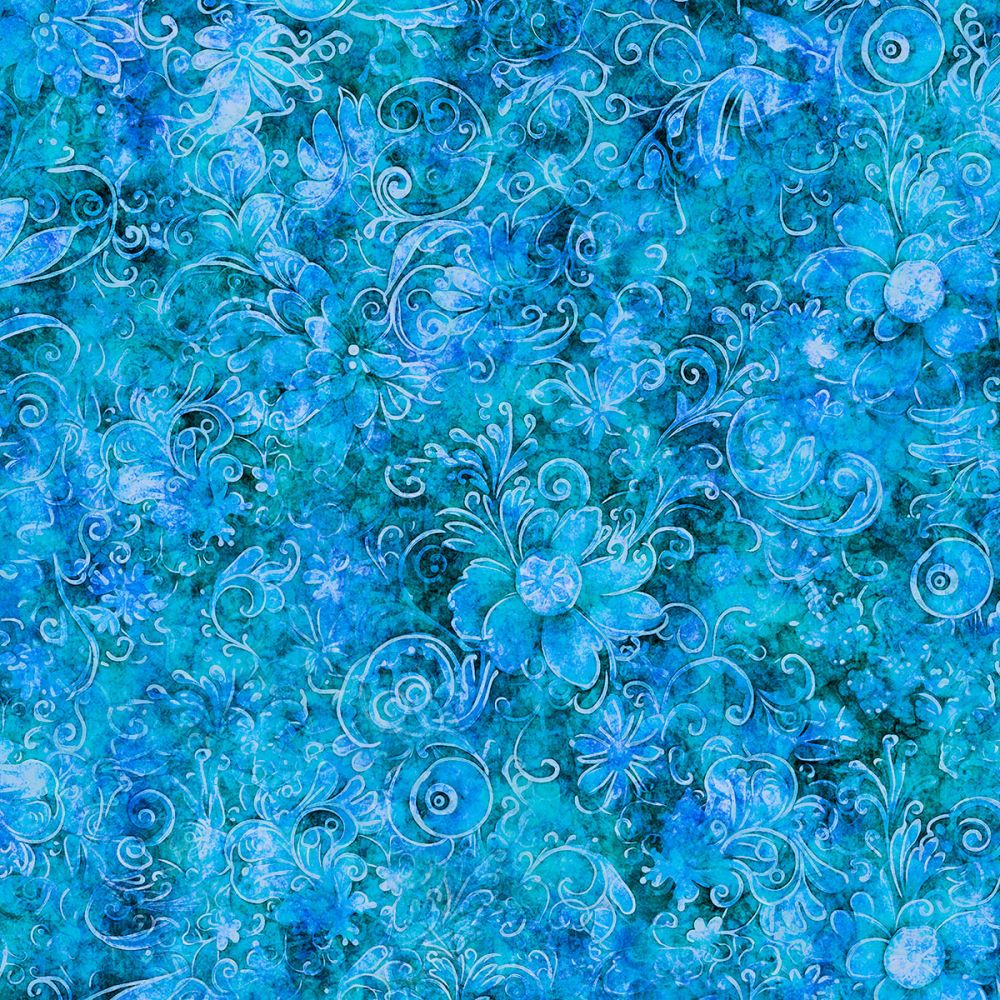 Queen's Garden Fabric - Ocean - By the yard