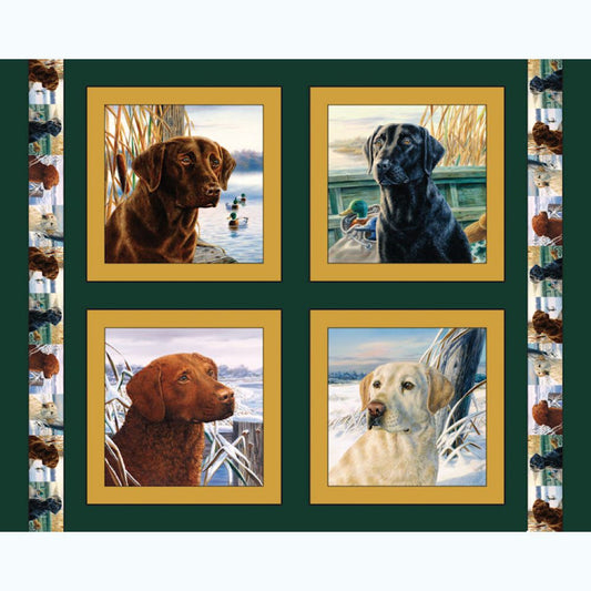 Retrievers Pillow Fabric Panel