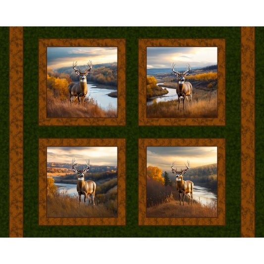 River Valley Bucks Pillow Fabric Panel