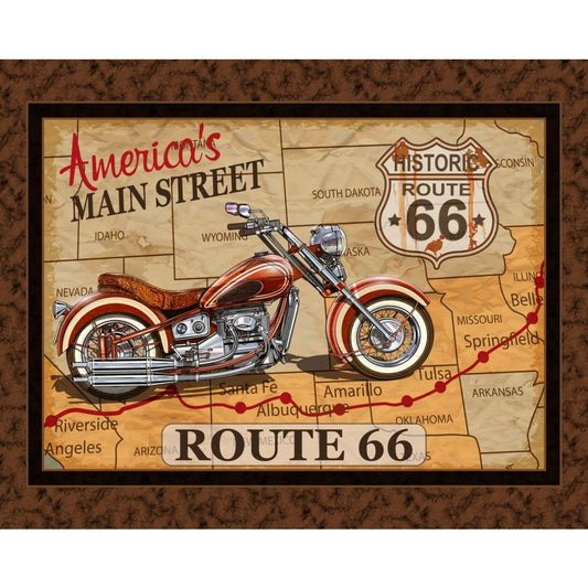 Route 66 Motorcycle Fabric Panel