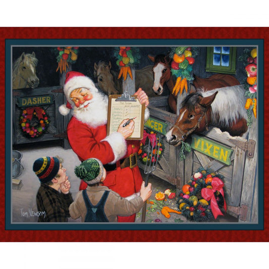 Santa's Stable Fabric Panel