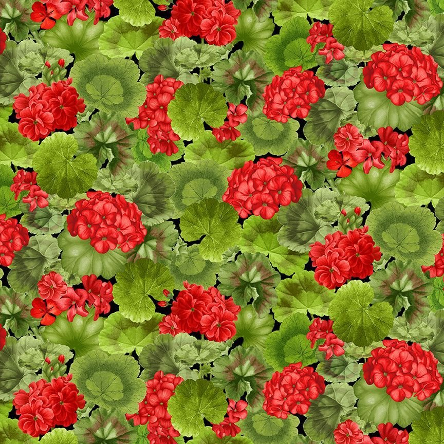 Scarlet Beauty Geranium Floral Fabric - By the yard