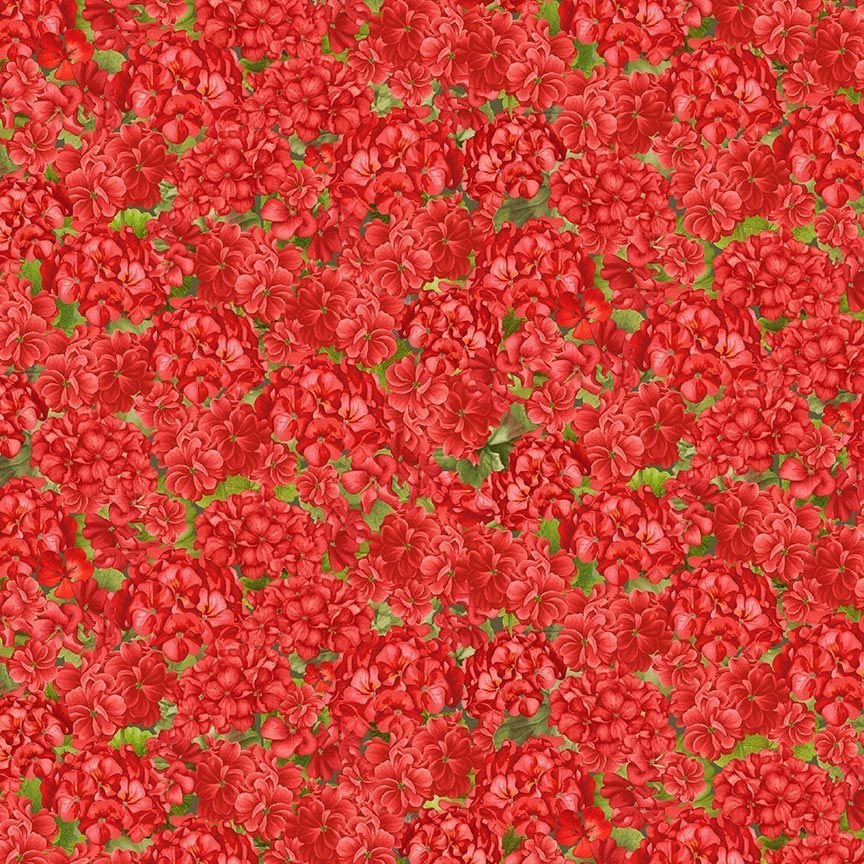 Scarlet Beauty Packed Geranium Fabric - By the yard