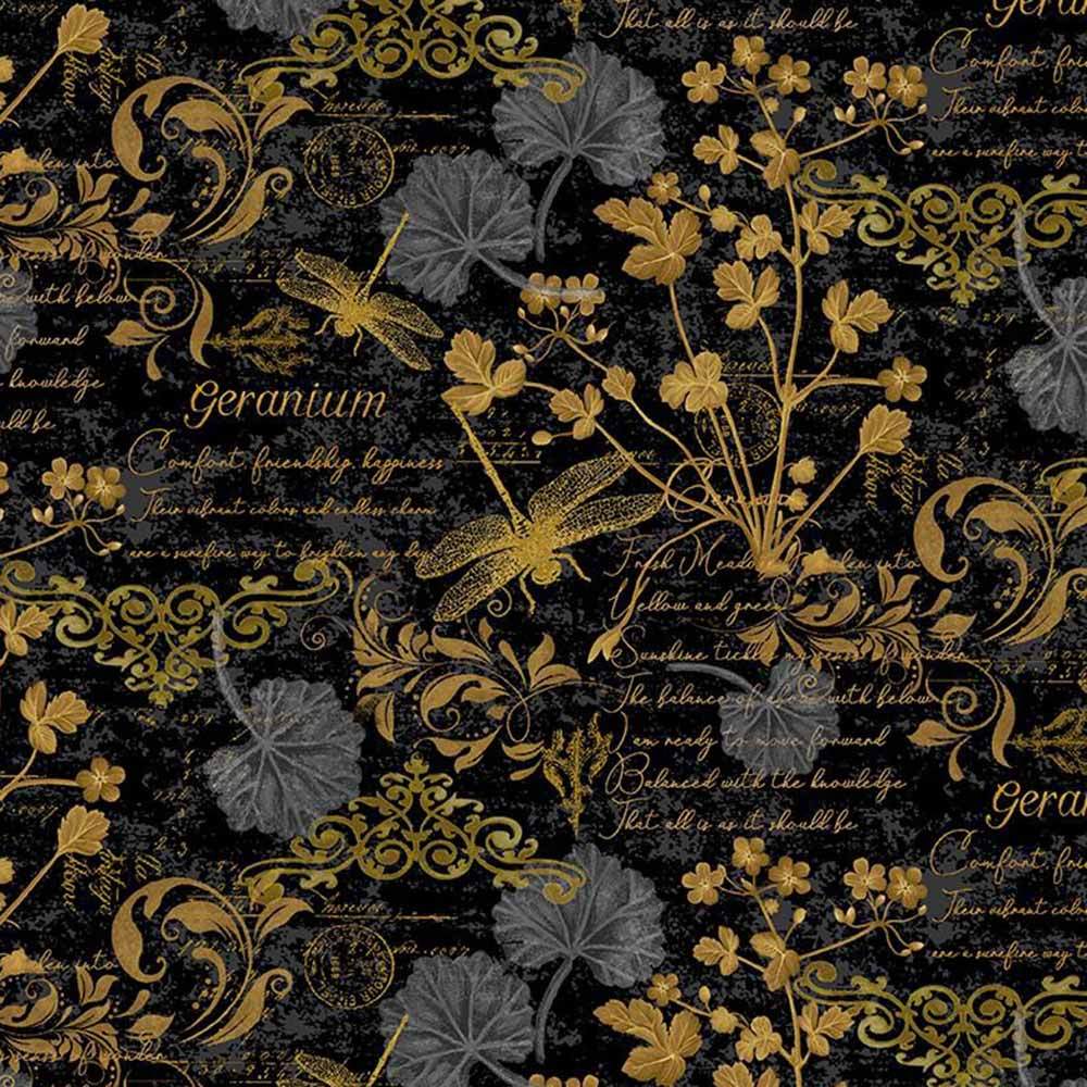 Scarlet Beauty Text & Floral Fabric - By the yard